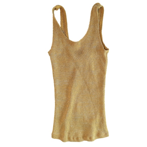 vintage gold tank top stretchy metallic thread size XS jay jacobs - Picture 1 of 4